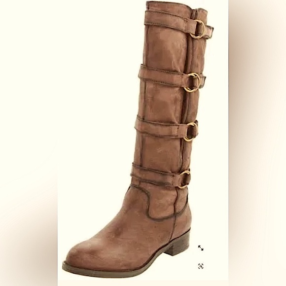 TWO LIPS 👢 BROWN LEATHER FULL ZIP KNEE-HIGH BUCKLE NON-SLIP SOLE RIDING BOOT 10 - Picture 1 of 13